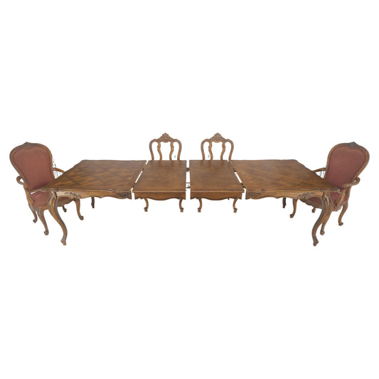 EstablishedLines Country French Parquetry Top Table 6 Dining Chairs 2X22" Extension Board Leafs