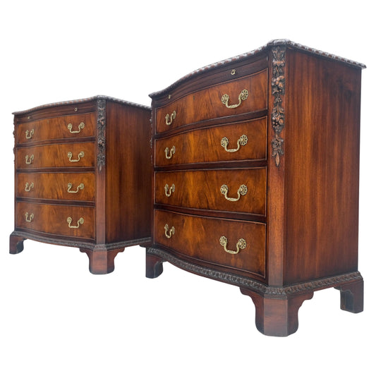 EstablishedLines Pair Flame Mahogany Brass Pulls 4 Drawers Pull Out Trays Bachelor Chest Dresers