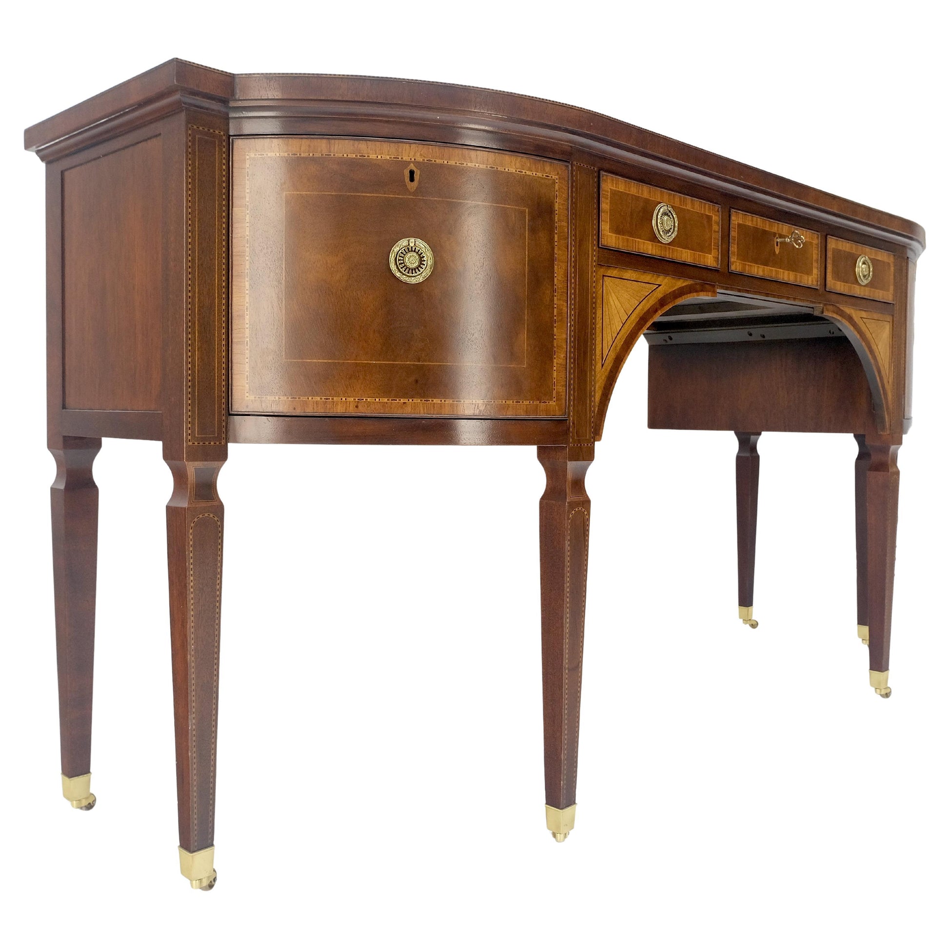 EstablishedLines Baker Mahogany Banded Top Hepplewhite Brass Castors Tapered Legs Sideboard MINT