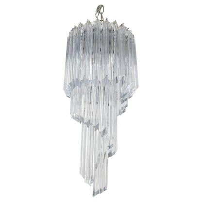 EstablishedLines Venini Spiral Tier Swirling Chandelier with Murano Glass Triedri Prisms