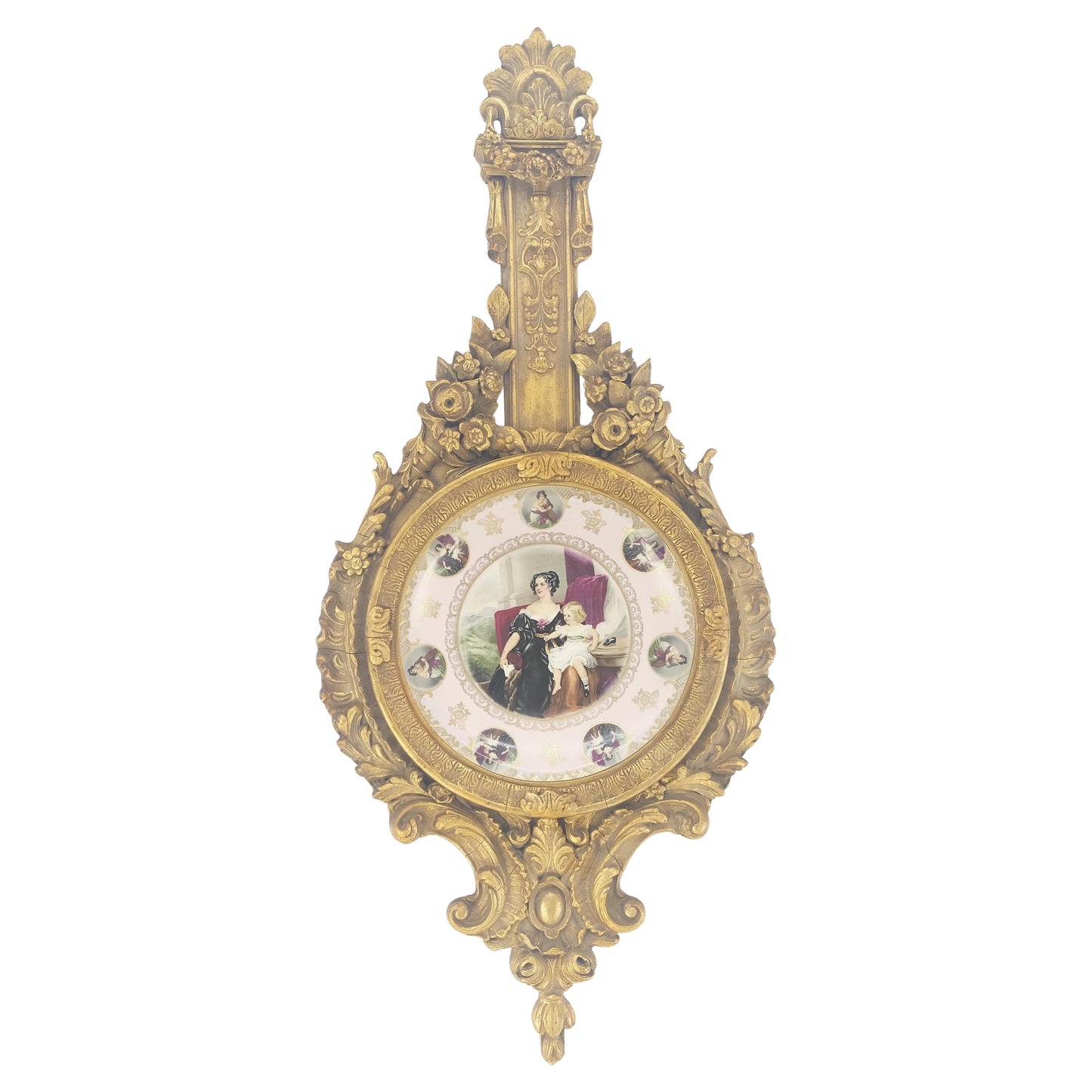 EstablishedLines Gold Gilt Gesso Frame German Decorated Wall Plaque Plate c1920s