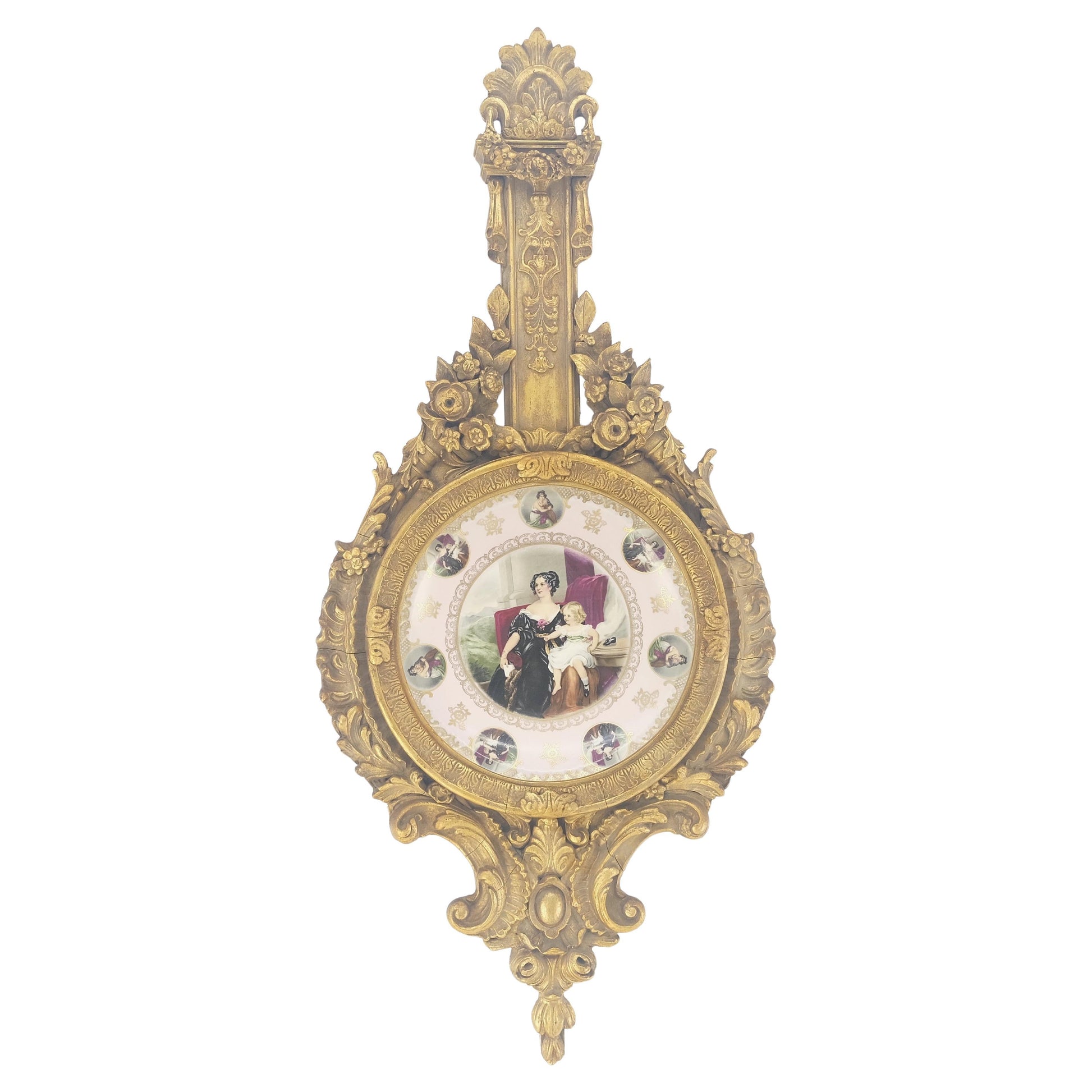 EstablishedLines Gold Gilt Gesso Frame German Decorated Wall Plaque Plate c1920s