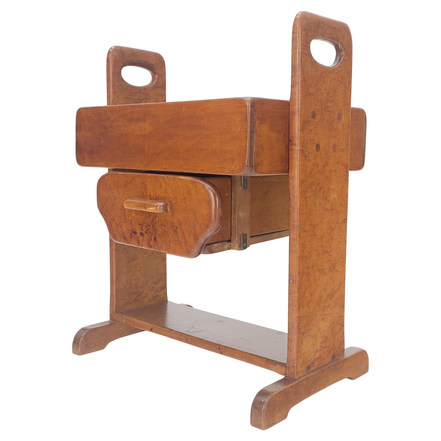 EstablishedLines Unusual Solid Colonial Maple Gallery Top Side End Table One Drawer MINT