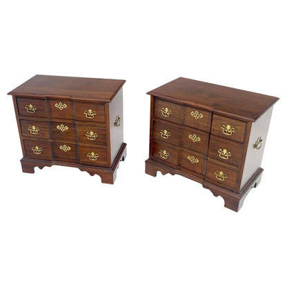 EstablishedLines Pair of Solid Cherry 3 Drawers Block Front Nightstands End Tables Stands MIINT