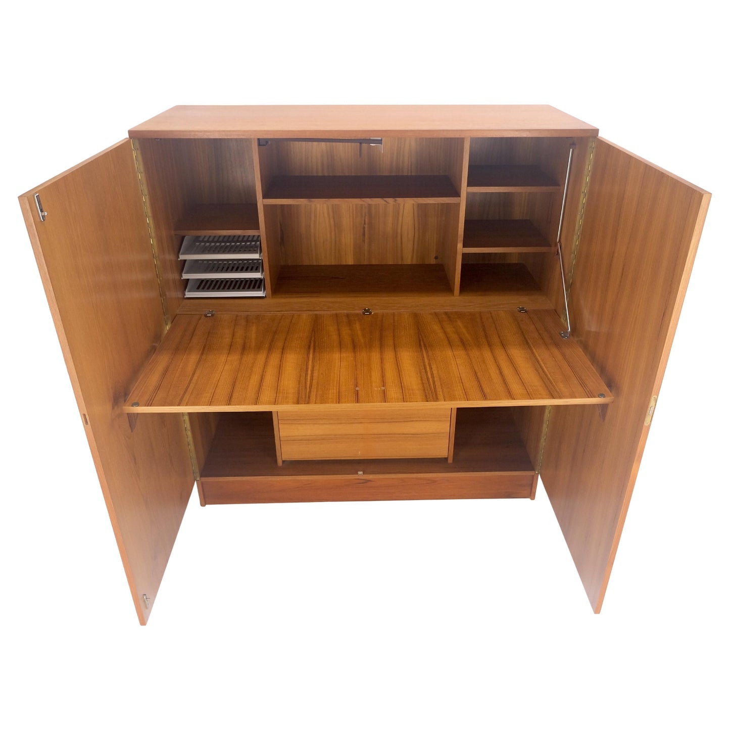 EstablishedLines Danish Teak Mid Century Modern Drop Front Secretary Box Desk Cabinet MINT