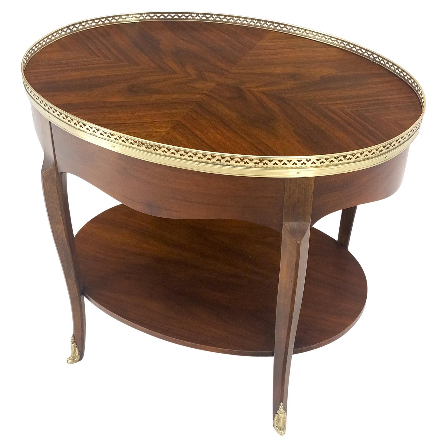 EstablishedLines Baker Brass Gallery & Feet Oval Top Two Tier Side End Lamp Table Stand MINT