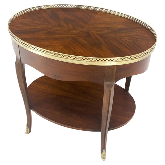 EstablishedLines Baker Brass Gallery & Feet Oval Top Two Tier Side End Lamp Table Stand MINT