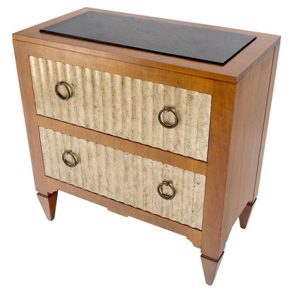 EstablishedLines Baker Slate Top Silver Leaf Scallop Front Two Drawers Night Stand End Table MINT