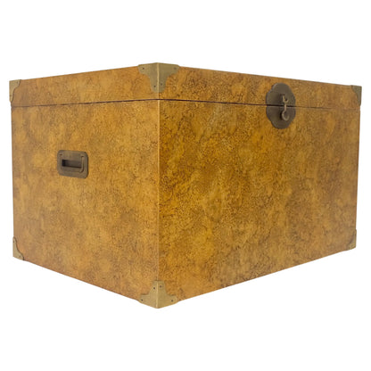 EstablishedLines Faux Tortoise Finish Hand Painted Decorated Campaign Style Trunk Box MINT