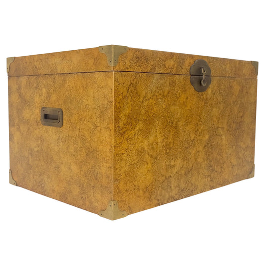 EstablishedLines Faux Tortoise Finish Hand Painted Decorated Campaign Style Trunk Box MINT