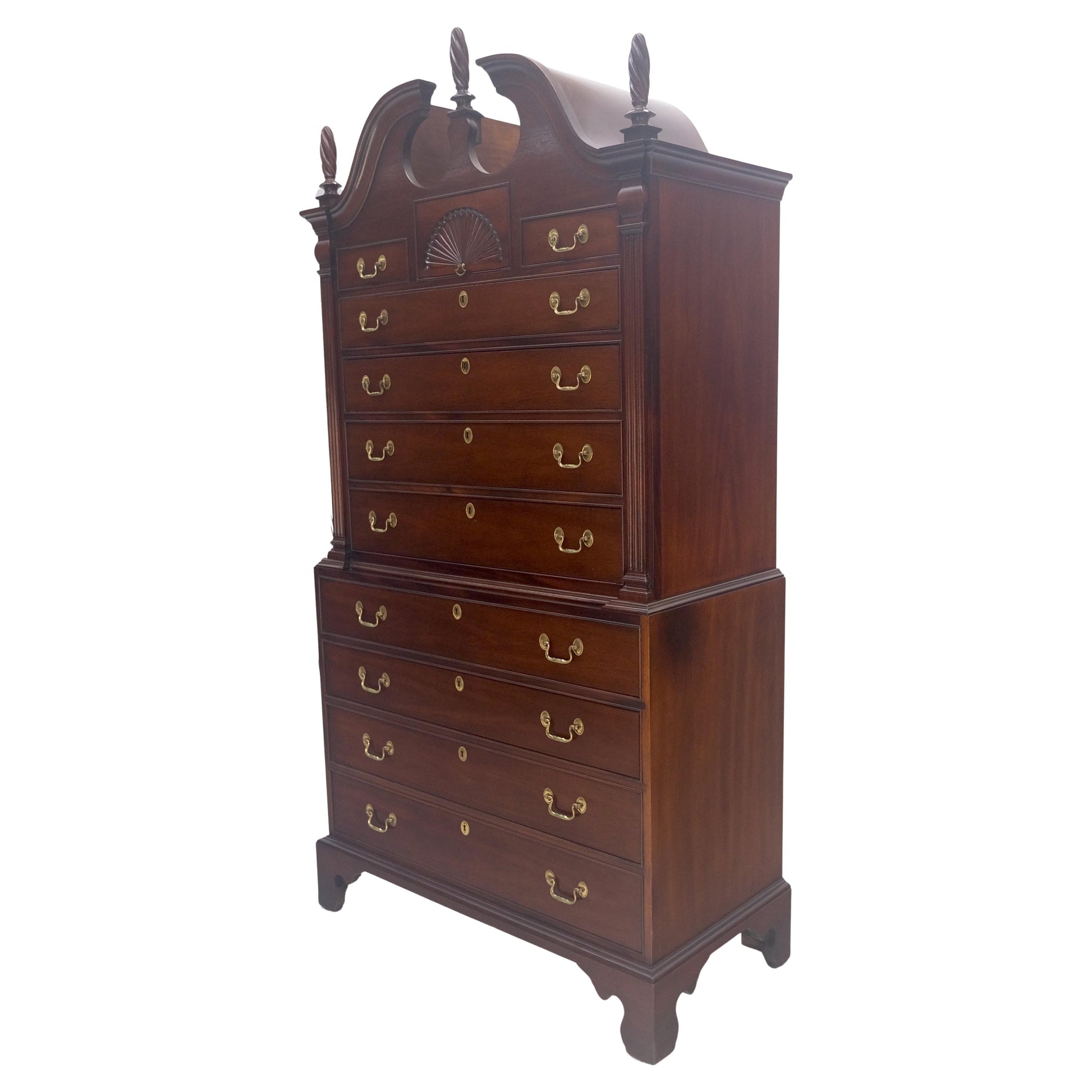 EstablishedLines Mahagony 83" Tall 11 Drawers Finials Highboy Chest Dresser Chippendale MINT