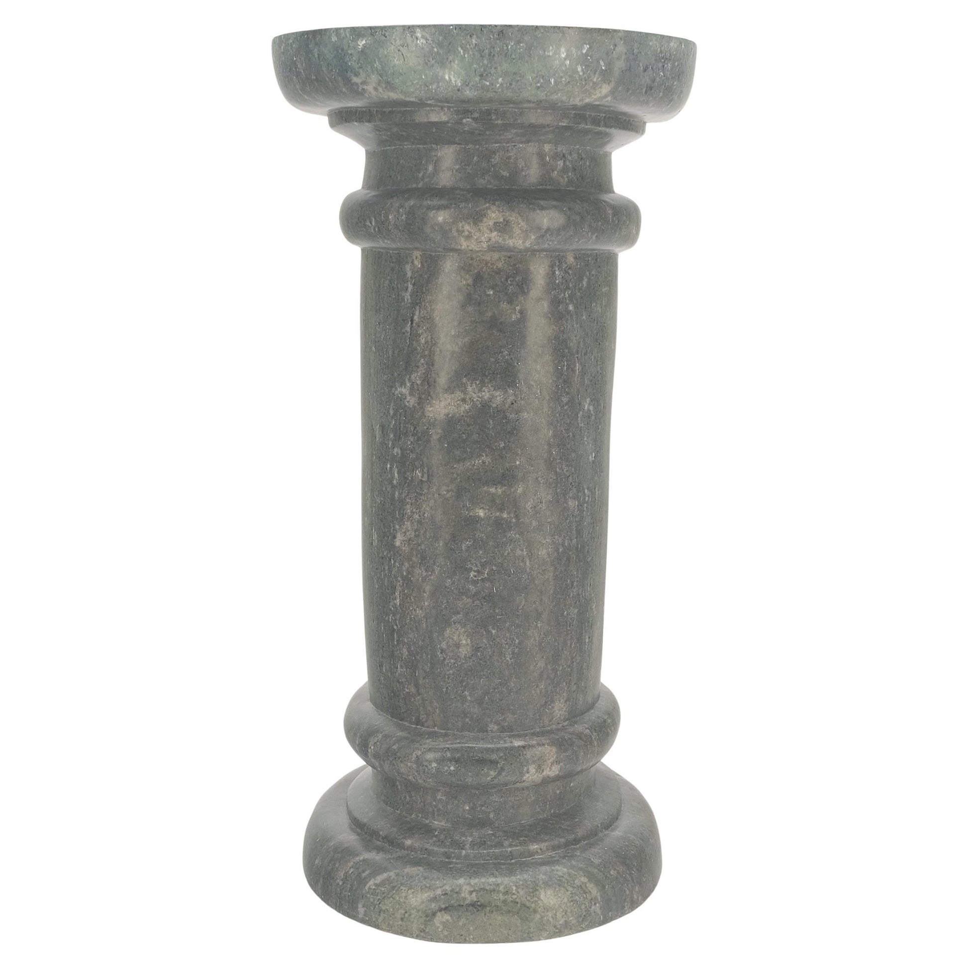 EstablishedLines Large 15" Diameter Turned Marble Pedestal MINT