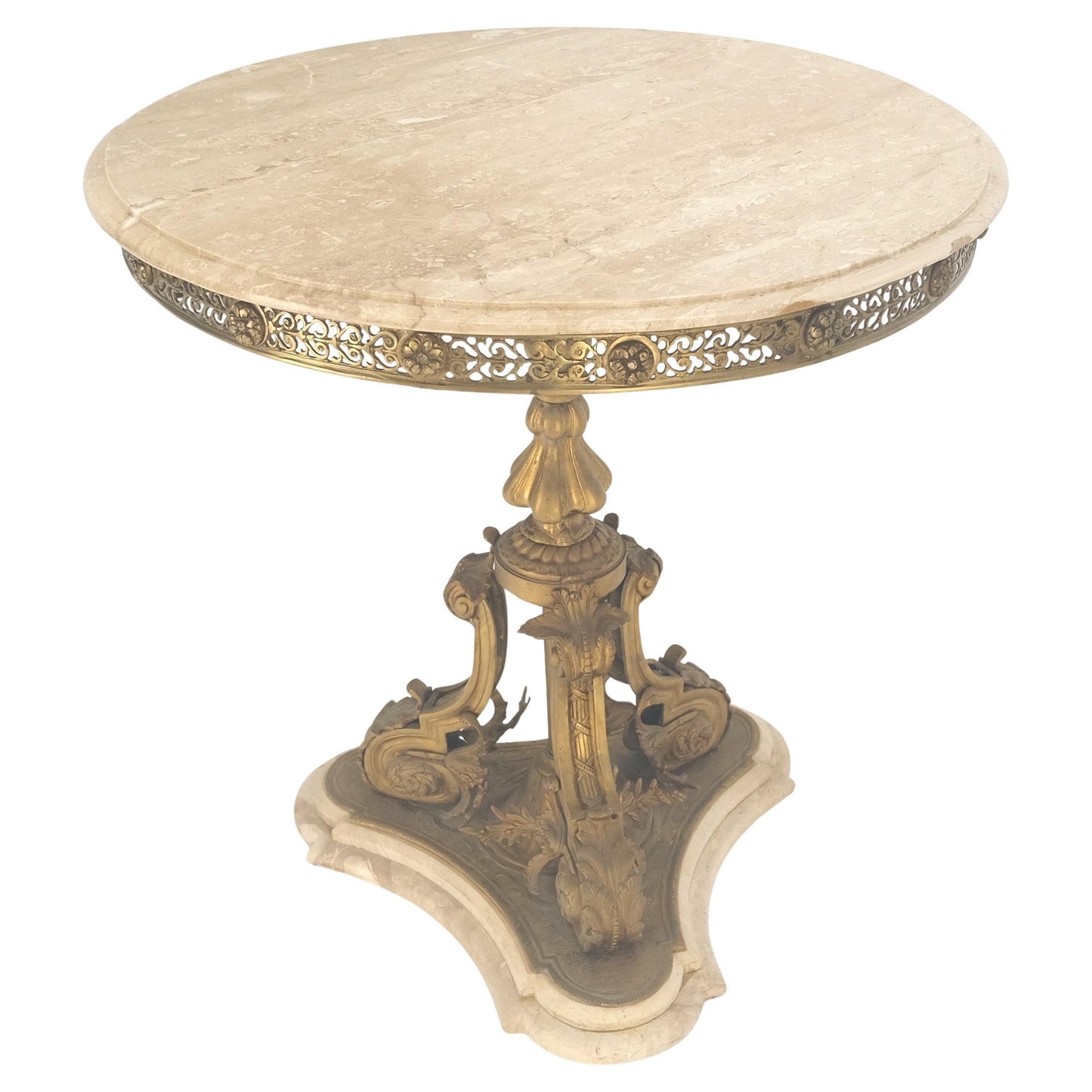 EstablishedLines Marble & Bronze Base Fine Gueridon Side End Lamp Stand Mint