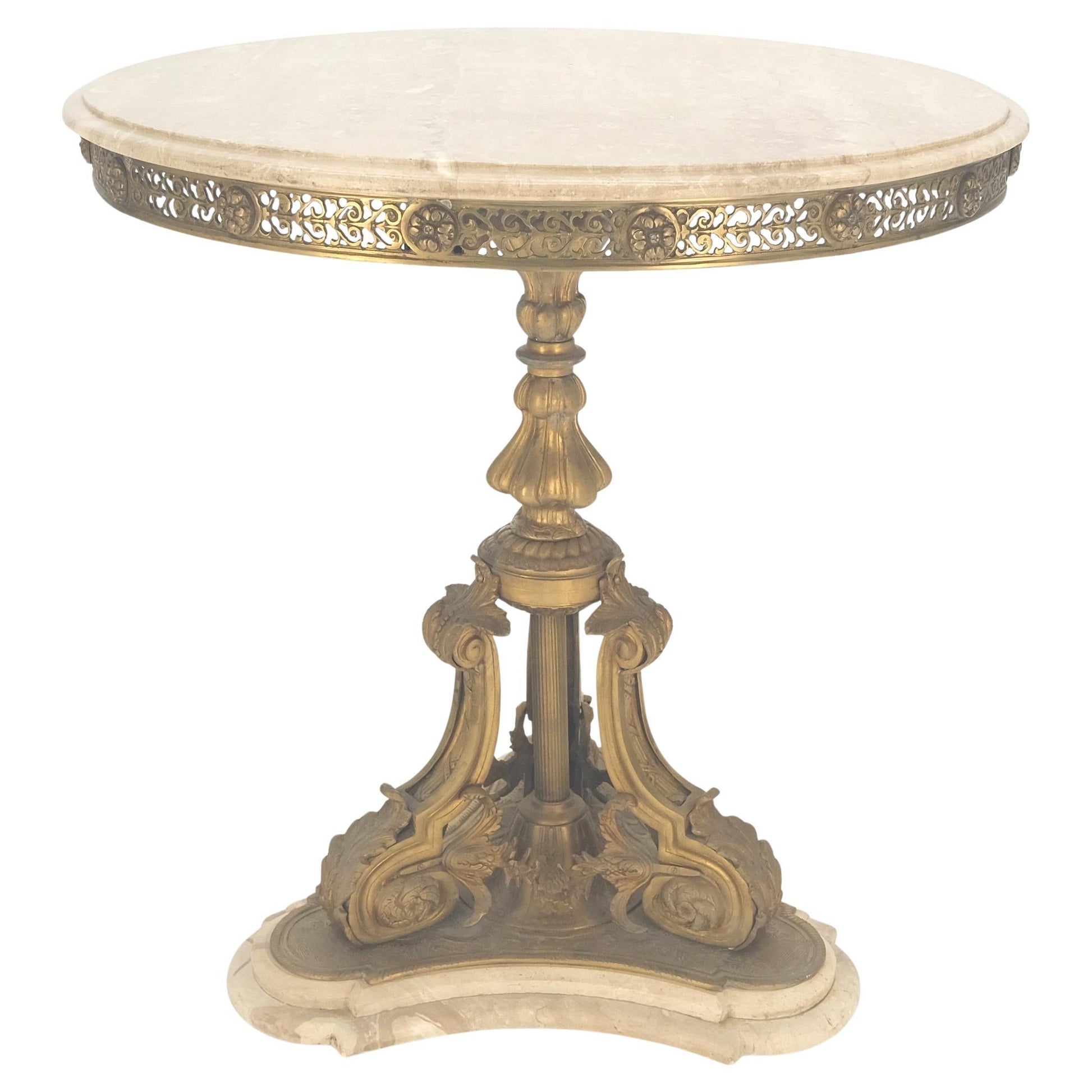 EstablishedLines Marble & Bronze Base Fine Gueridon Side End Lamp Stand Mint