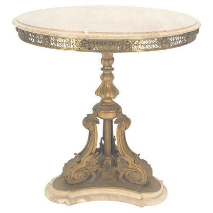 EstablishedLines Marble & Bronze Base Fine Gueridon Side End Lamp Stand Mint