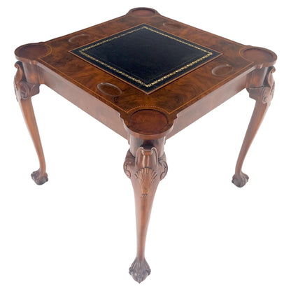 EstablishedLines Leather Top Chippendale Style Ball & Claw Feet Backgammon Chess Game Table MINT!