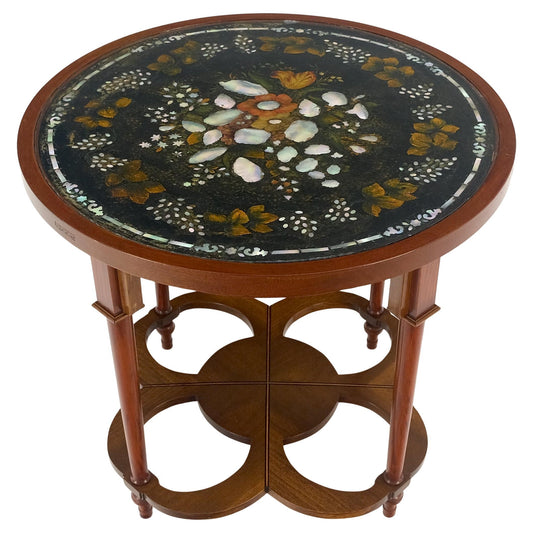 EstablishedLines Very Fine Mother of Pearl Decorated 24" Round Side Lamp Table Stand