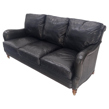 EstablishedLines Madrid Hartwell Black Leather Sofa by Wesley Hall MINT!