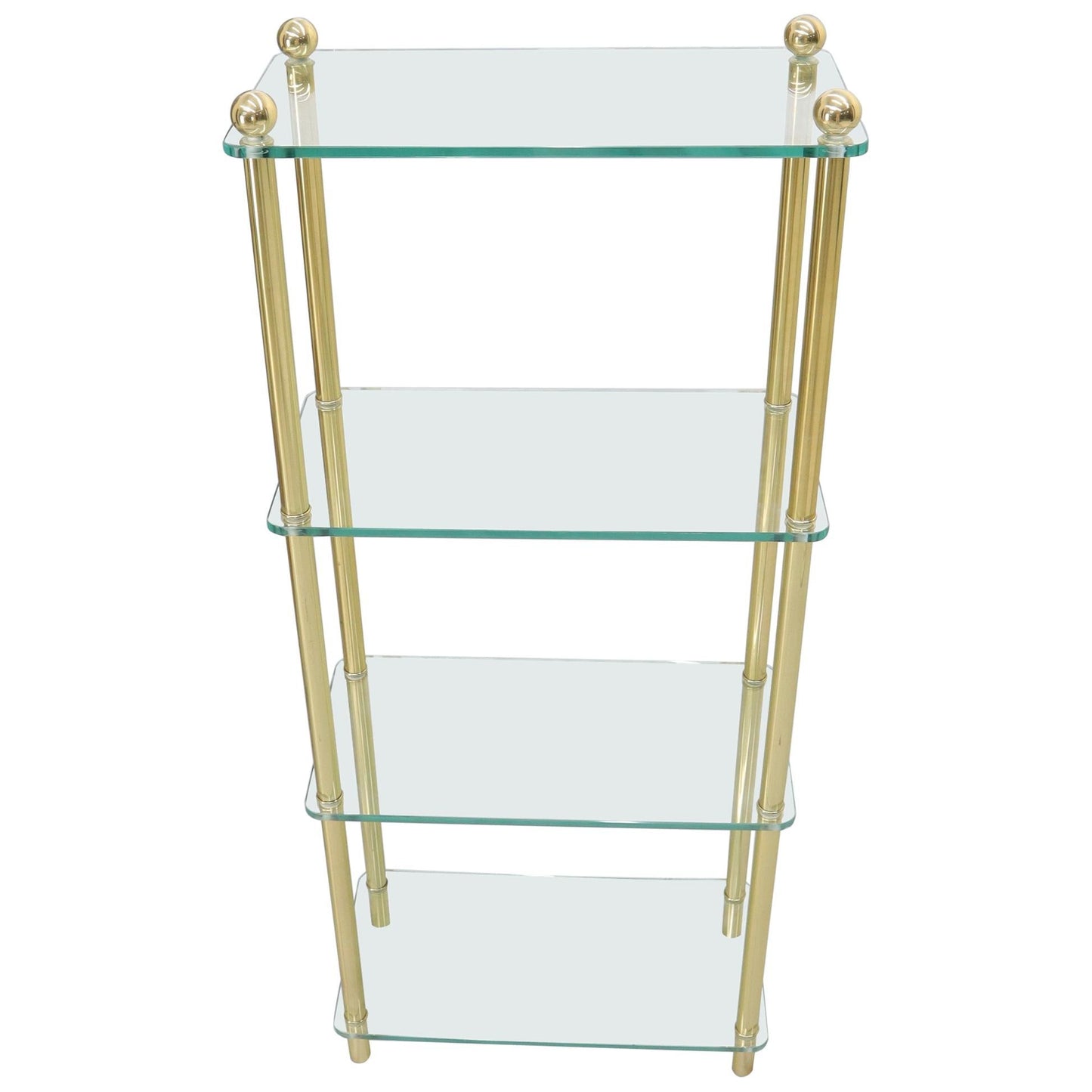 Petit Compact Class and Brass 4-Tier Étagère Shelf Bookcase