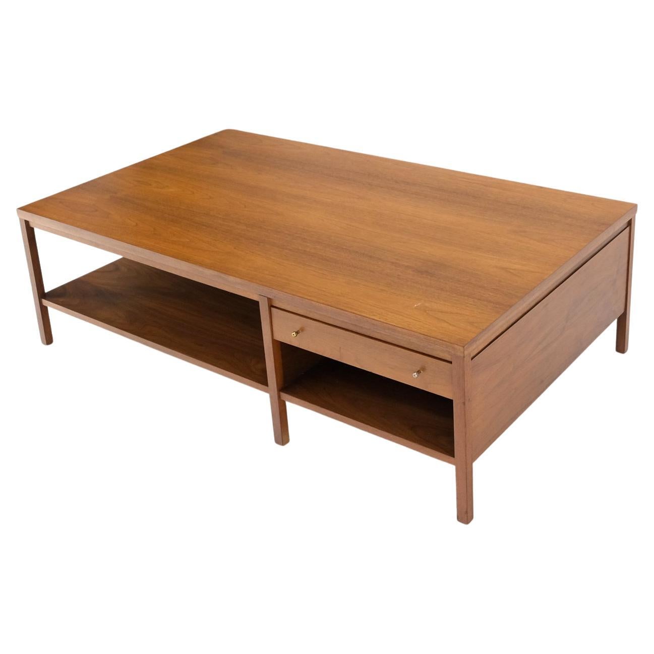 Large Rectangle Walnut One Drawer Paul McCobb Coffee Table for Calvin 1960s Mint