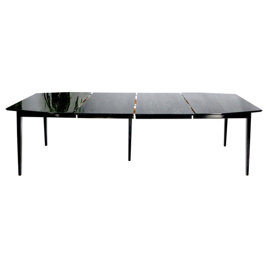 Rare Ebonized Cerused Walnut Mid-Century Modern Dining Table w/ Two Extensions