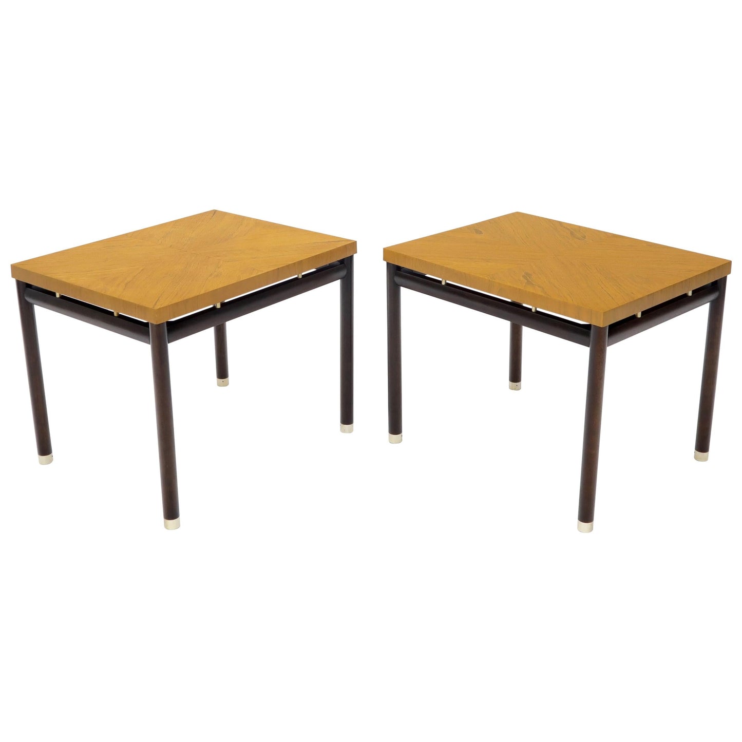 Pair of John Stuart Ebonized Bases Floating Tops End Side Tables
