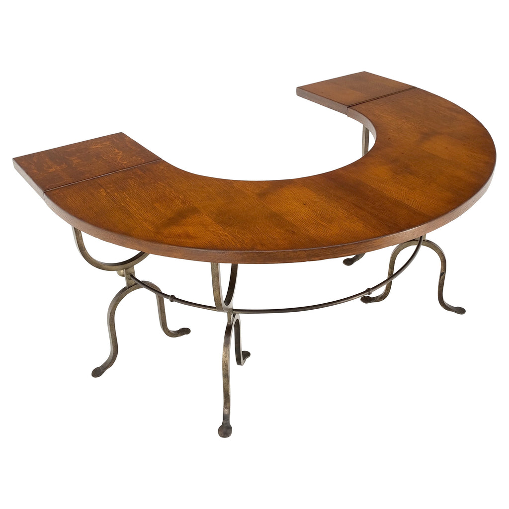 Half Round Horse Shoe Shape Drop Leaf Ends Serving Writing Library Gallery Table