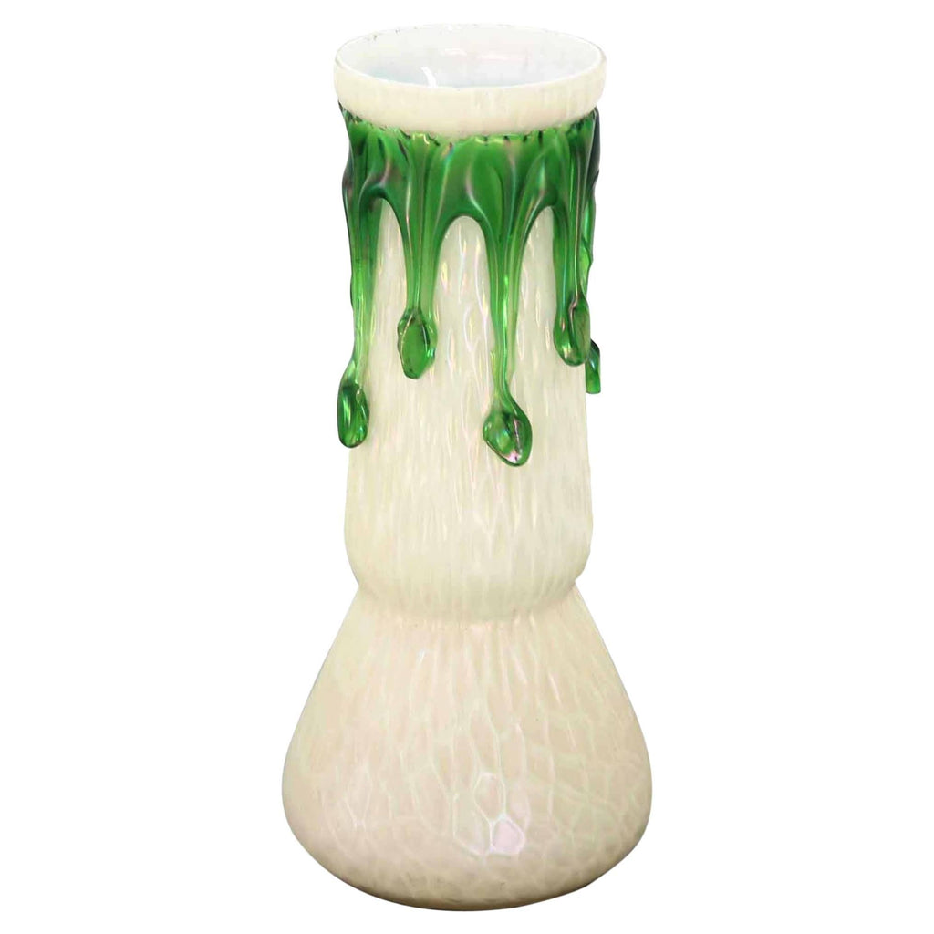 Green Pearl Iridescent Art Glass Vase