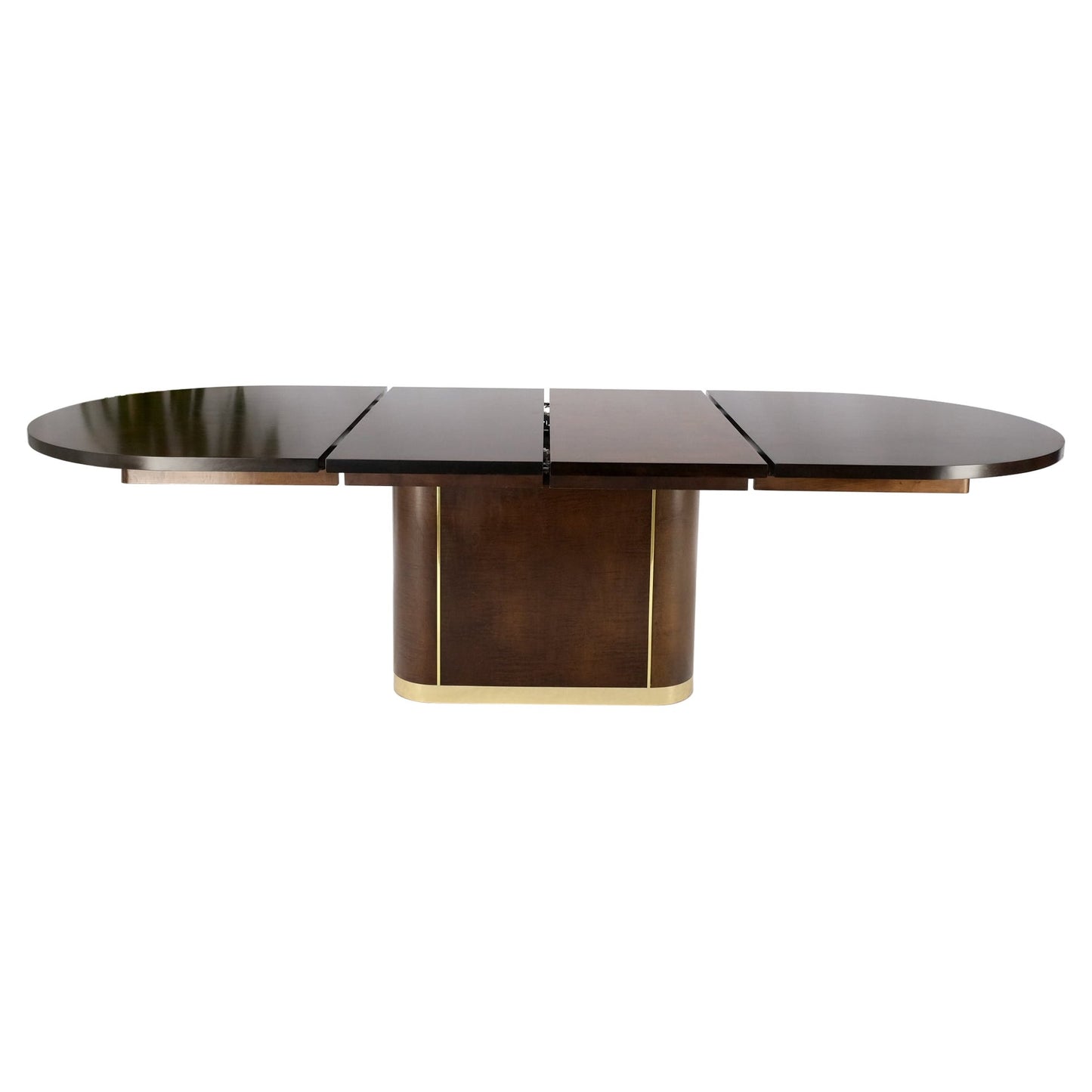 Racetrack Oval Single Pedestal Base Brass Espresso Dining Conference Table