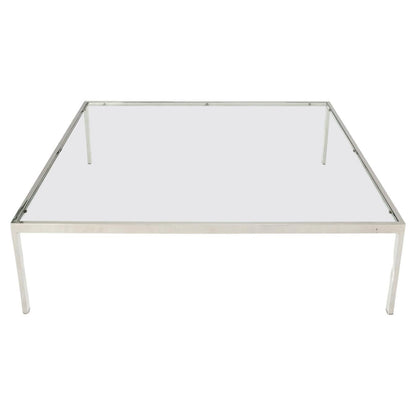 Mid Century Modern Large Oversize Square Chrome Stainless Steel Coffee Table