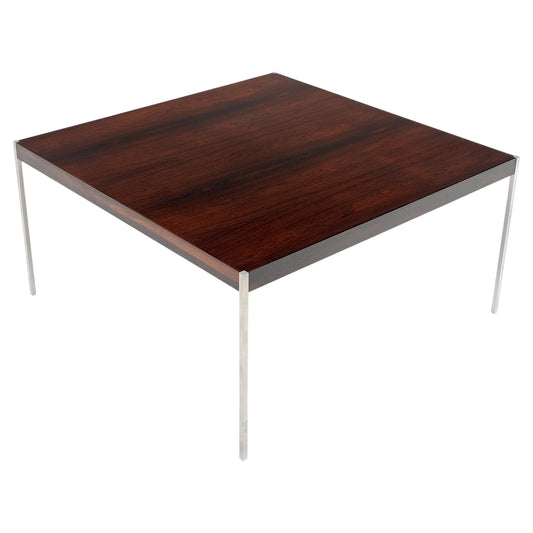 Rosewood Square Top Thin Chrome Square Bar Legs Danish Mid-Century Coffee Table