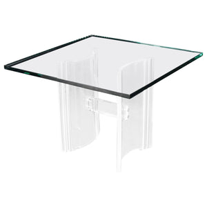 Lucite Base Sqaure Glass Top Occasional Side Table