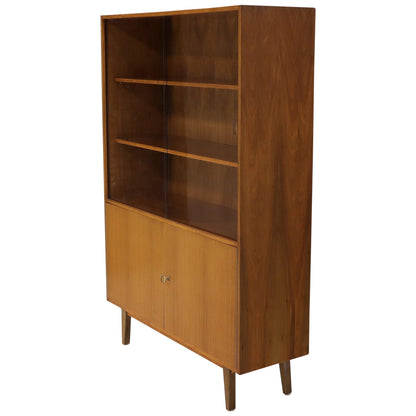 Danish teak Mid-Century Modern Bookcase Cabinet Credenza Hutch Two Glass Doors