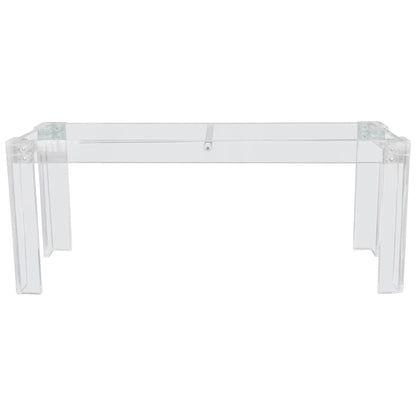 Large Long Lucite Base Glass Top Console Sofa Table