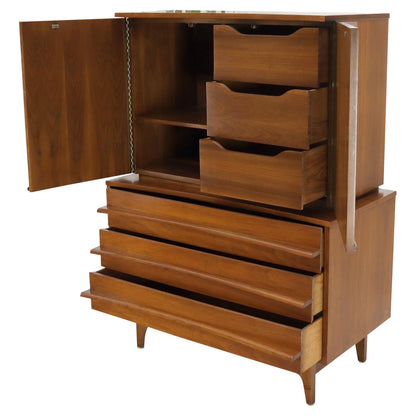 American Walnut Concave Front Gentleman's Chest Dresser Double Door Compartment