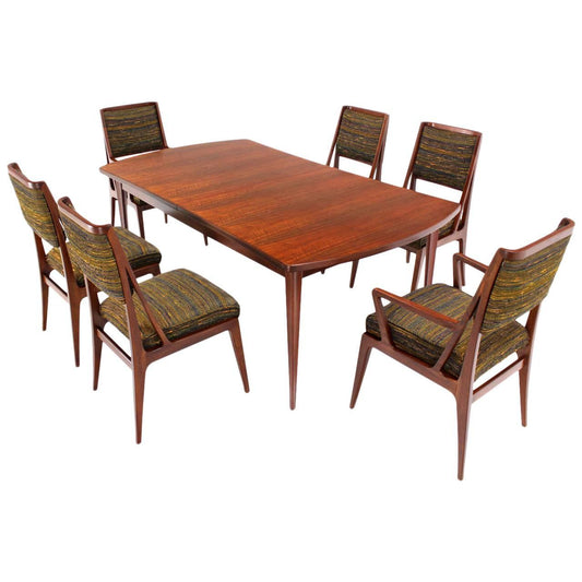 Dining Table with Three Extension Leaves and Six Matching Chairs Set