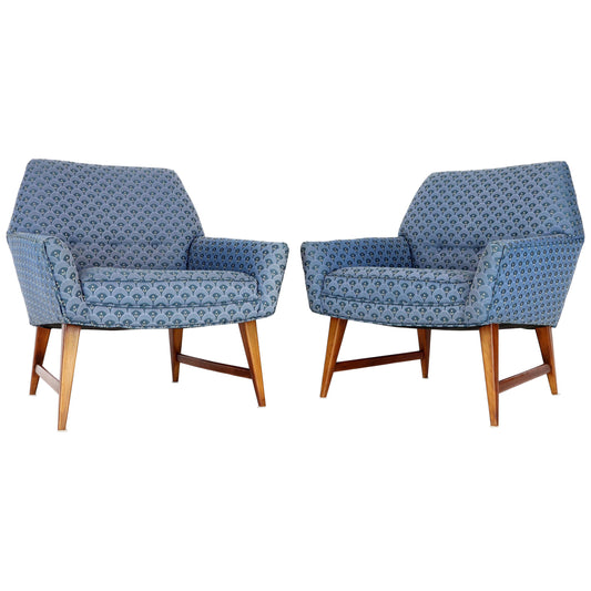 Pair of Compact Lounge Chairs on Tapered legs.