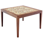 Danish Modern Square Rosewood Coffee Table with Tiled Top