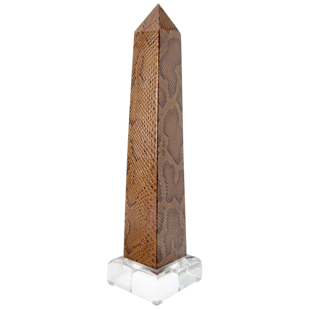 Snake Skin Obelisk on Polished Lucite Pedestal