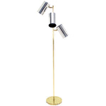 Midcentury Brass Base Floor Lamp with Three Fully Adjustable Chrome Shades