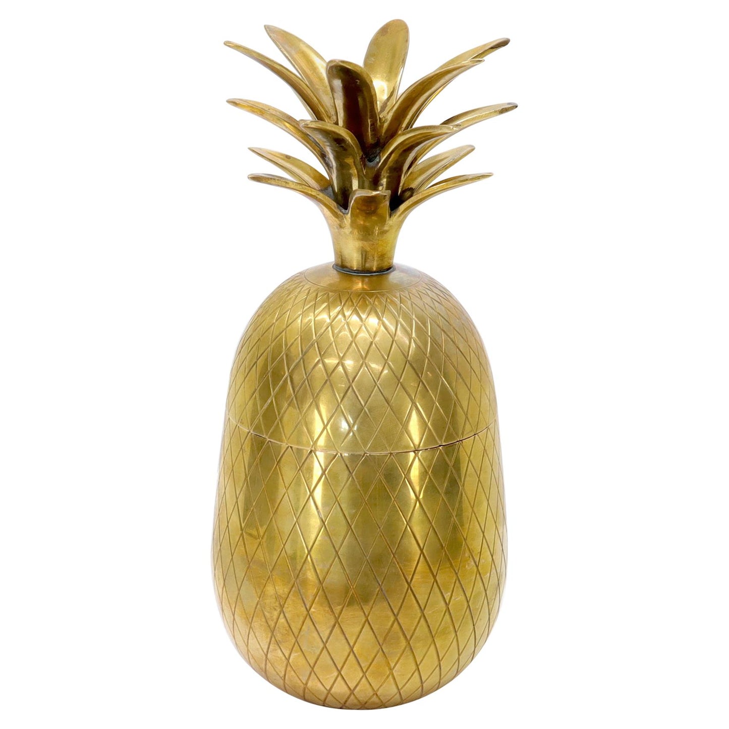 Gold Tone Solid Brass Pineapple Shape Jar with Lid