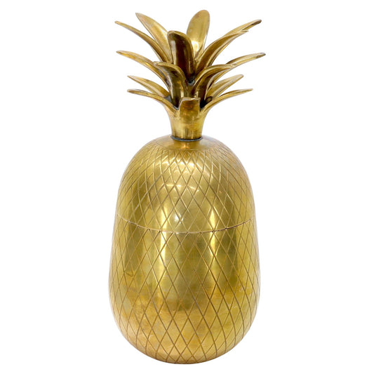 Gold Tone Solid Brass Pineapple Shape Jar with Lid