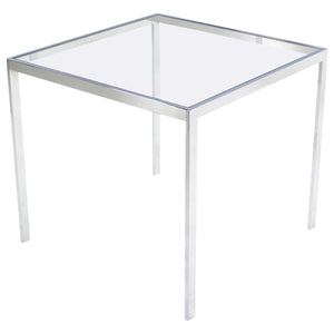 Square Cube Chrome and Glass Side Table