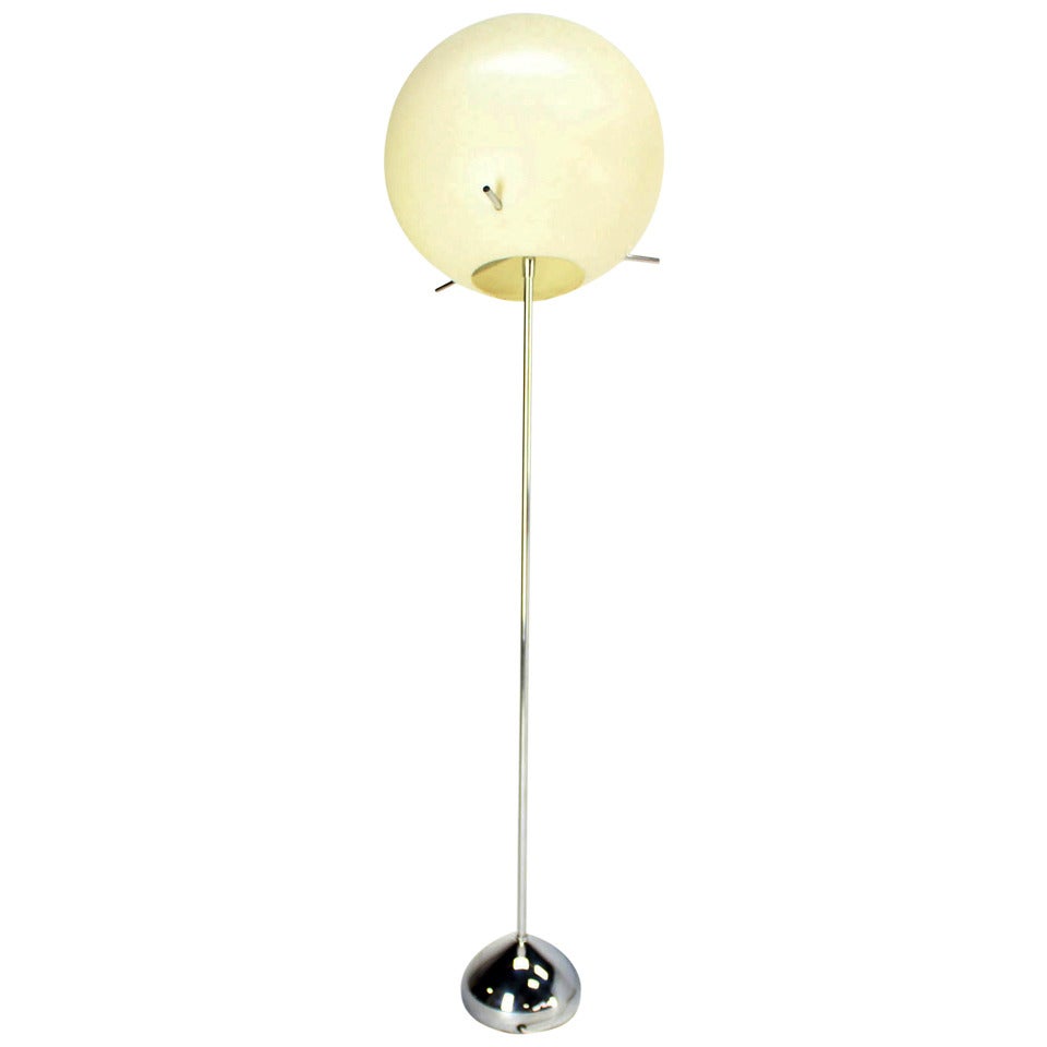 Large Diameter Ball Globe Adjustable Floor Lamp with Chrome Base