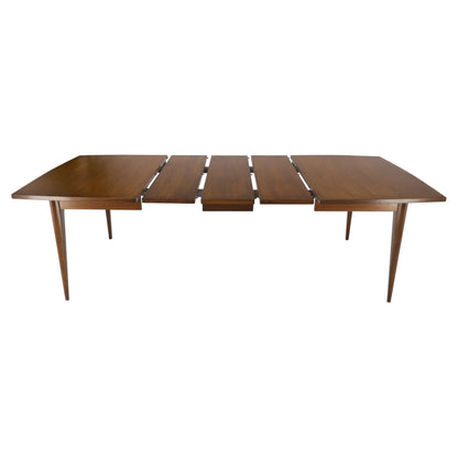 American Walnut Danish Modern Style Boat Shape Dining Table w/ 3 Leaves Mint