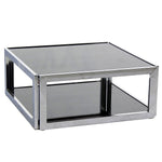 Square Chrome and Smoked Glass Coffee Table Mid-Century Modern 2 Tier.