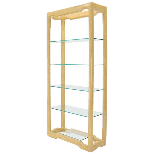 Faux Large Parchment Tall Étagère Shelving Unit