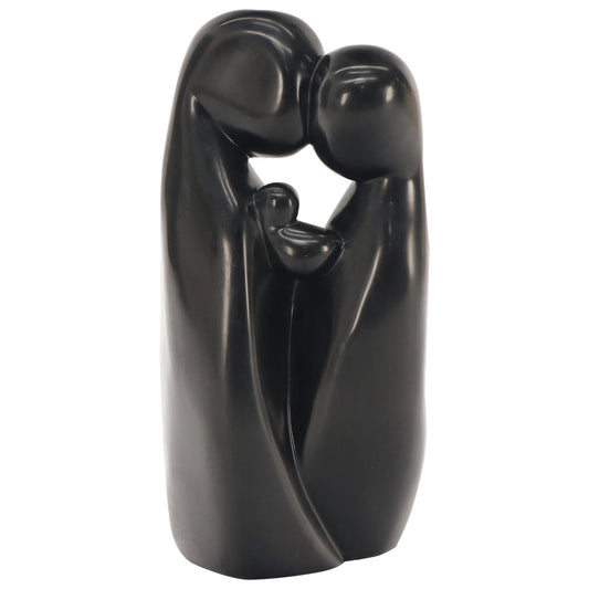 Large Carved and Polished Onyx Sculpture of Mother and Daughter Theme