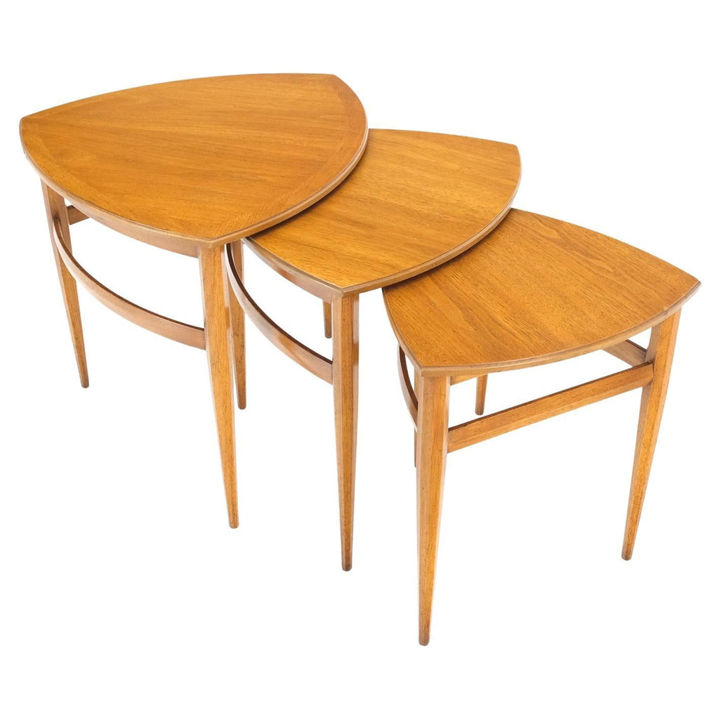 Set of Mid-Century Modern Three Rounded Triangle Shape Nesting Stacking Tables