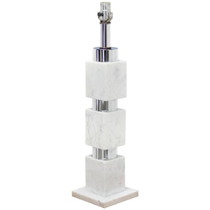 Chrome and Marble Stacked Blocks Table Lamp.